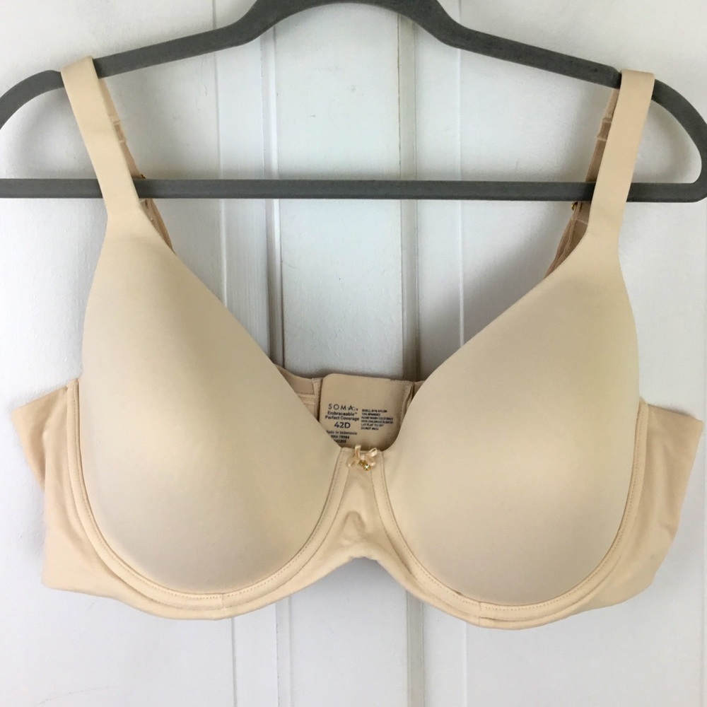Soma Embraceable Perfect Coverage T-shirt Bra 42D Underwire Cream